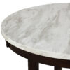Kate 47 Inch Round Dining Table with Faux Marble Top, White and Brown