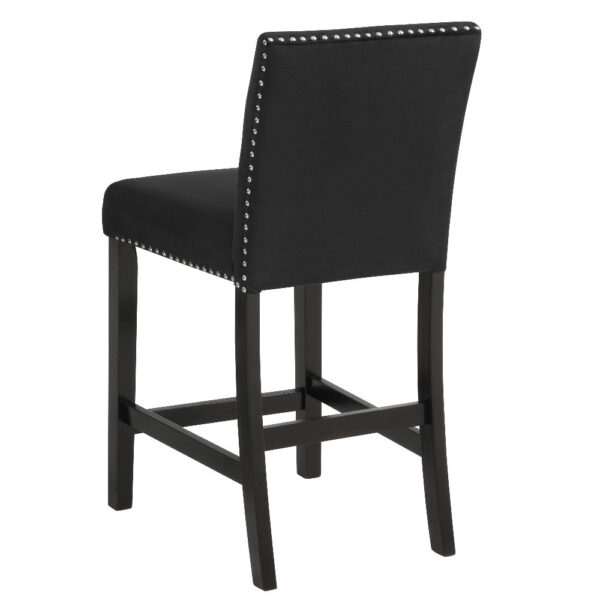 Kate 40 Inch Wooden Counter Height Chair with Velvet Seat, Set of 2, Black