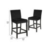 Kate 40 Inch Wooden Counter Height Chair with Velvet Seat, Set of 2, Black