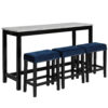 Kate 60 Inch 4 Piece Bar Table Set with Upholstered Stools, Blue