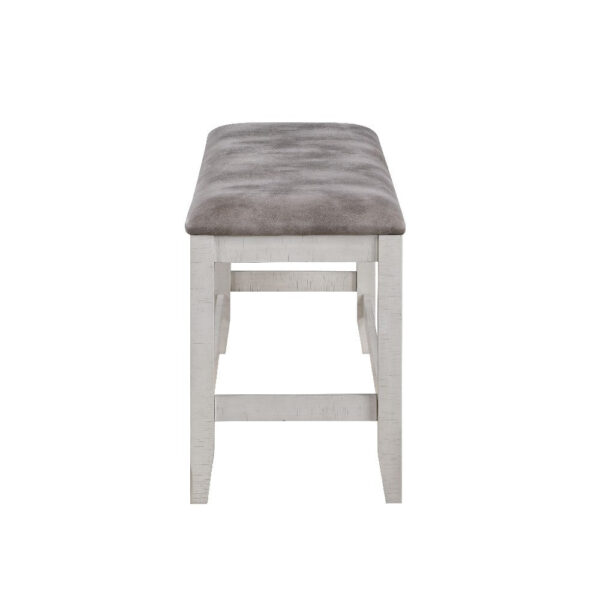 Jay 54 Inch Fabric Upholstered Counter Height Bench, White