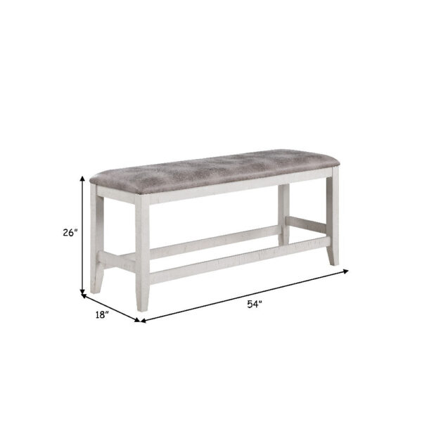 Jay 54 Inch Fabric Upholstered Counter Height Bench, White