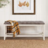 Jay 54 Inch Fabric Upholstered Counter Height Bench, White