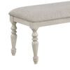 Katherine 48 Inch Bench with Fabric Seat and Turned Legs, White
