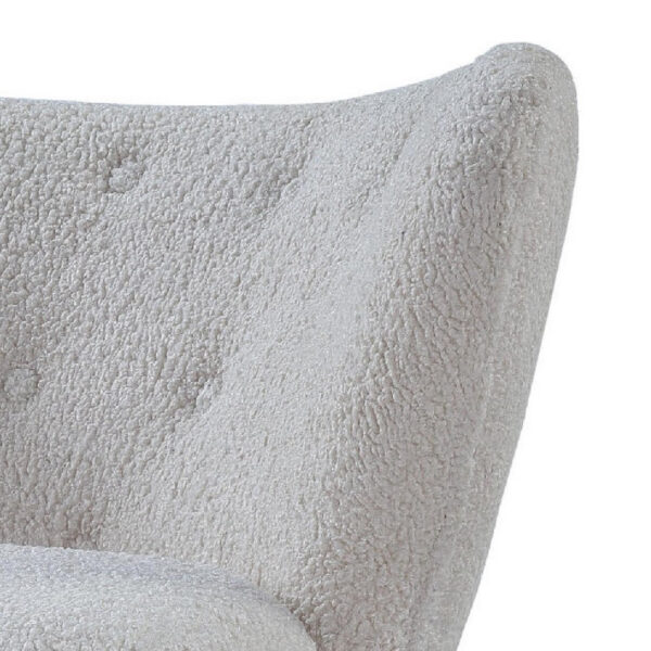 34 Inch Modern Tufted Wingback Accent Chair, Teddy Sherpa Fabric, White