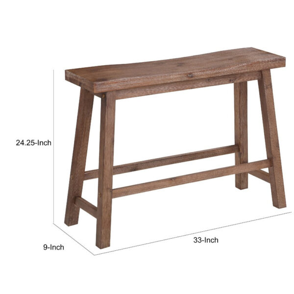 1502202669917b0600b2a.jpeg Amber 33 Inch Rubberwood Bench with Saddle Seat, Rectangular, Brown