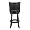 29 Inch Pio Solid Wood Swivel Barstool, Vegan Faux Leather, Curved Backrest, Black