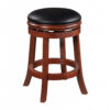 Sabi 24 inch Swivel Counter Stool, Solid Wood, Faux Leather, Brown, Black
