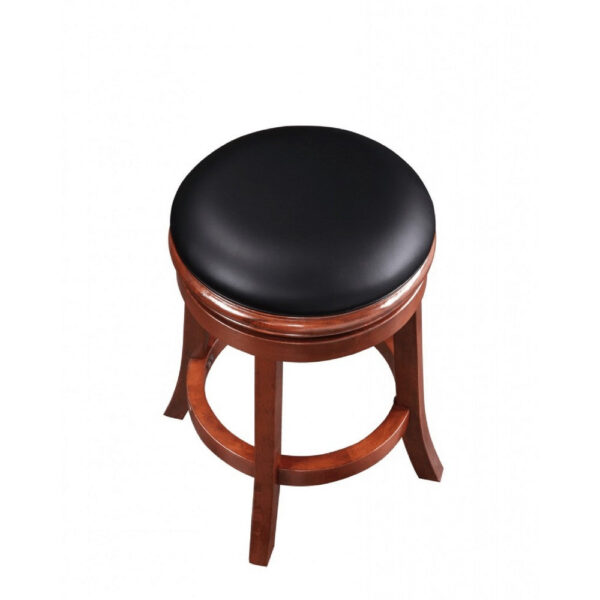 Sabi 24 inch Swivel Counter Stool, Solid Wood, Faux Leather, Brown, Black