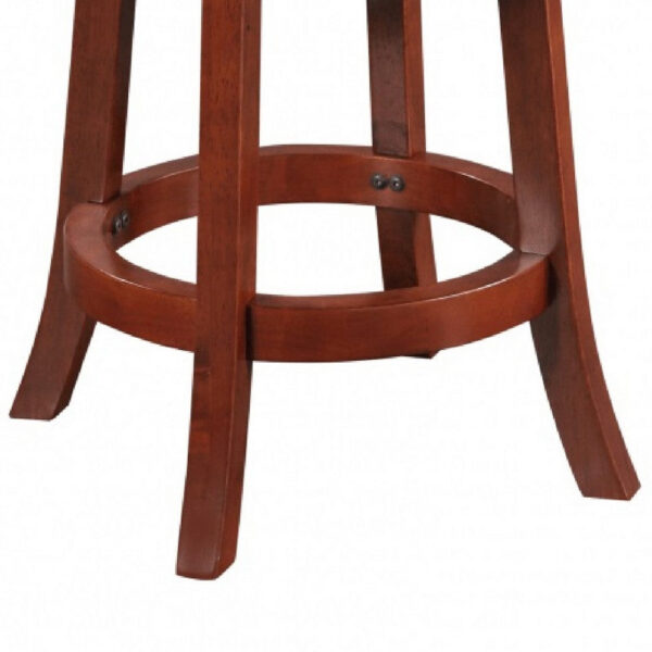 Sabi 24 inch Swivel Counter Stool, Solid Wood, Faux Leather, Brown, Black
