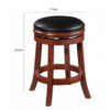 Sabi 24 inch Swivel Counter Stool, Solid Wood, Faux Leather, Brown, Black