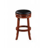 Sabi 30 inch Swivel Counter Stool, Solid Wood, Faux Leather, Brown, Black