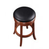 Sabi 30 inch Swivel Counter Stool, Solid Wood, Faux Leather, Brown, Black