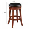Sabi 30 inch Swivel Counter Stool, Solid Wood, Faux Leather, Brown, Black