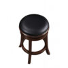 Sabi 24 inch Swivel Counter Stool, Solid Wood, Faux Leather, Brown, Black