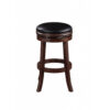 Sabi 29 inch Swivel Counter Stool, Solid Wood, Faux Leather, Brown, Black