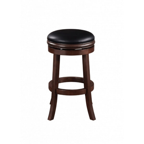Sabi 29 inch Swivel Counter Stool, Solid Wood, Faux Leather, Brown, Black