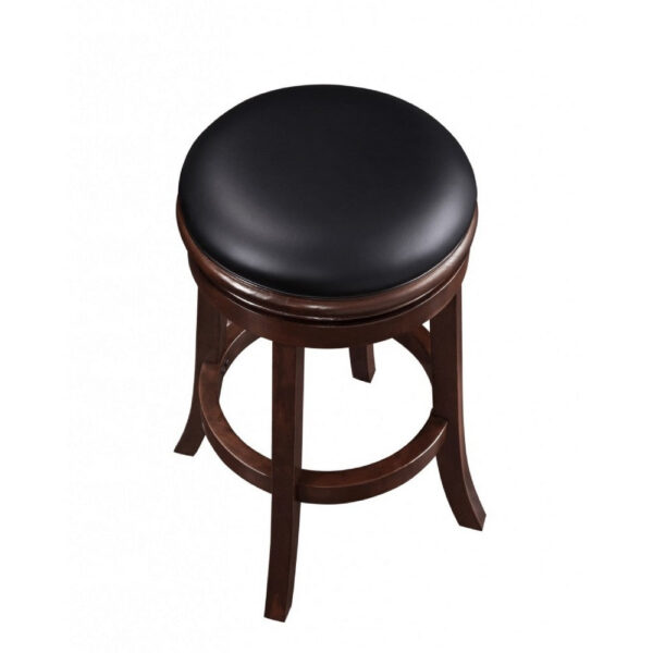 Sabi 29 inch Swivel Counter Stool, Solid Wood, Faux Leather, Brown, Black