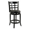 Sabi 24 inch Swivel Counter Stool, Solid Wood, Faux Leather, Brown, Black