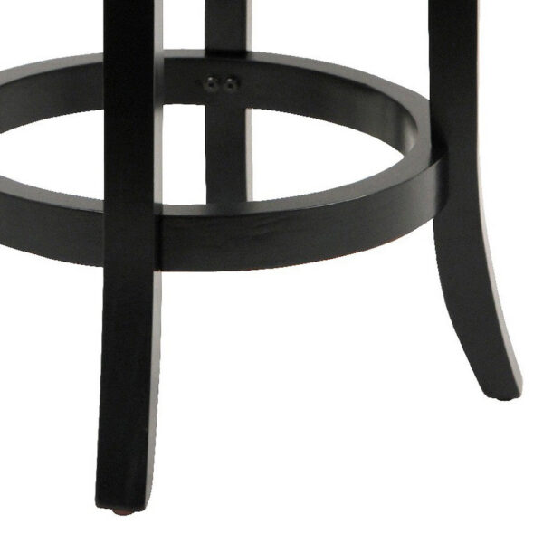 Sabi 24 inch Swivel Counter Stool, Solid Wood, Faux Leather, Brown, Black