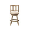 Adam 24 Inch Solid Wood Swivel Counter Stool, Slatted Back, Ivory