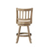 Adam 24 Inch Solid Wood Swivel Counter Stool, Slatted Back, Ivory