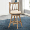 Adam 24 Inch Solid Wood Swivel Counter Stool, Slatted Back, Ivory