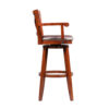 Hugo 34 Inch Swivel Barstool, Wood, Open Rolled Arms, Bonded Leather, Brown