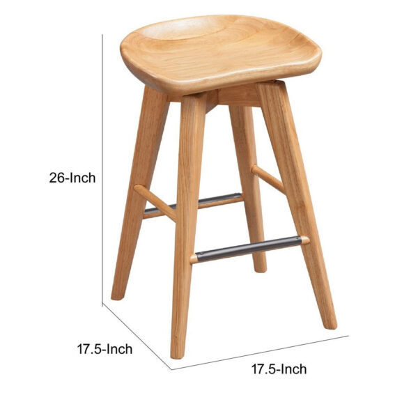 Esme 24 Inch Swivel Counter Stool with Contour Seat, Wood, Natural Brown