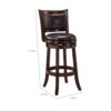 Pal 29 Inch Swivel Bar Stool, Solid Wood, Rich Faux Leather, Espresso Brown