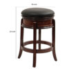 Sabi 24 inch Swivel Counter Stool, Solid Wood, Faux Leather, Brown, Black