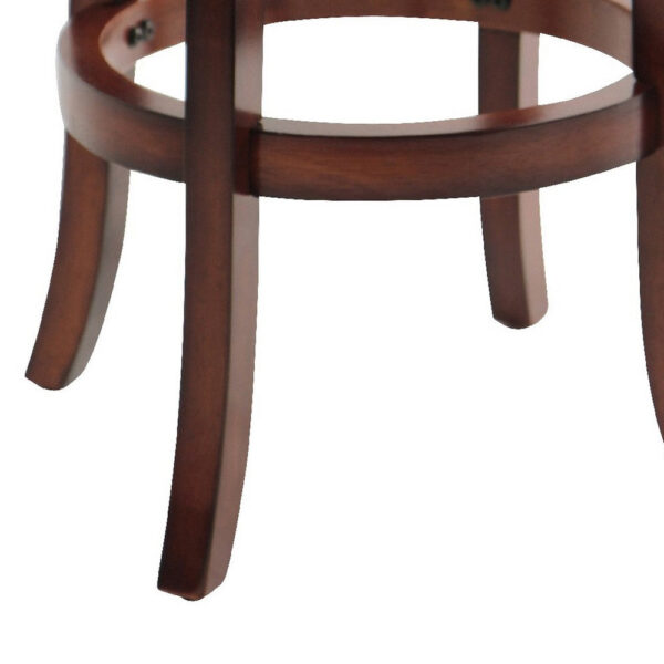 Sabi 29 inch Swivel Counter Stool, Solid Wood, Faux Leather, Brown, Black