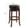 Sabi 29 inch Swivel Counter Stool, Solid Wood, Faux Leather, Brown, Black