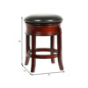 Sabi 24 inch Swivel Counter Stool, Solid Wood, Faux Leather, Brown, Black