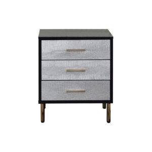 1502202669917c58b08b9.jpeg San 19 Inch Glamorous Style Nightstand, 3 Drawers, Black, Silver, Gold