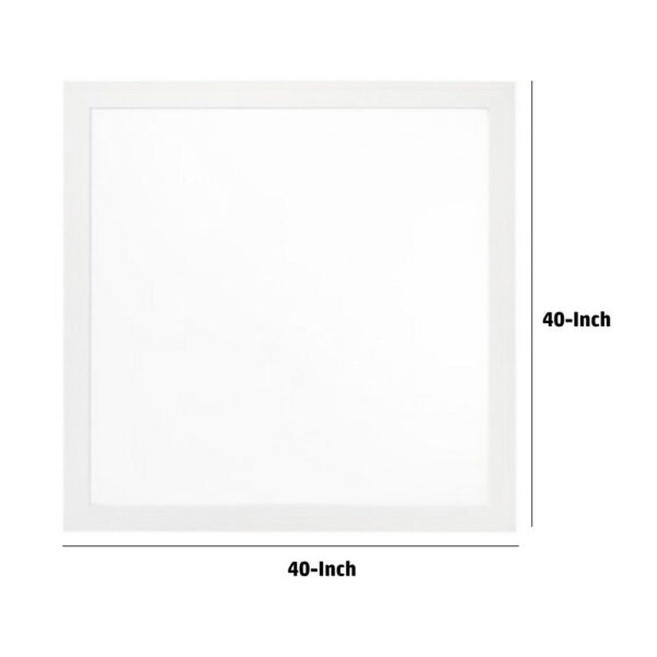40 Inch Wall Mirror, Sleek Square Wood Frame, White