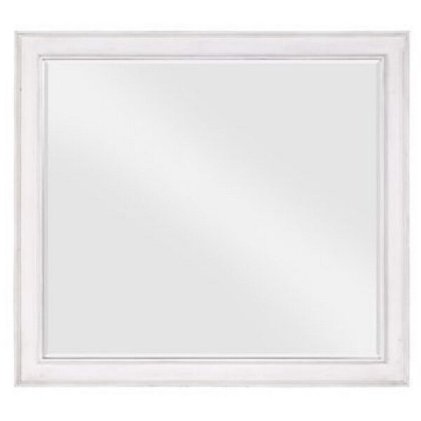 42 Inch Wall Mirror, Molded Sleek Wood Frame, White