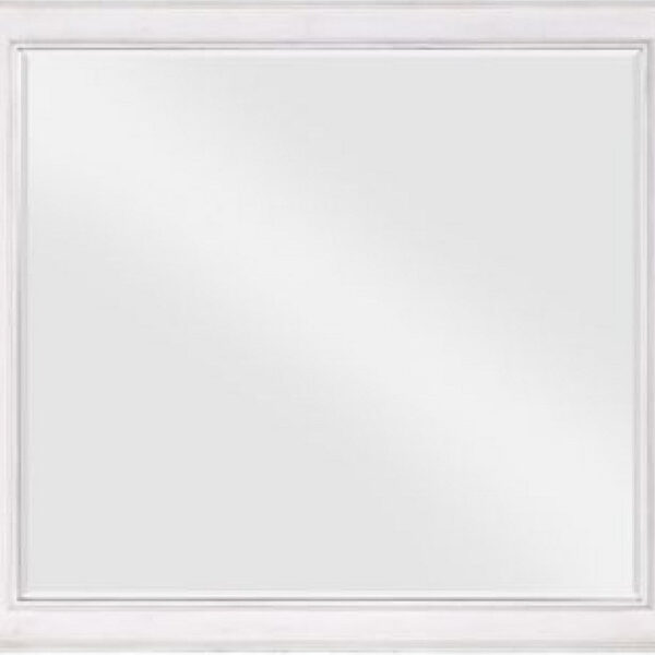 42 Inch Wall Mirror, Molded Sleek Wood Frame, White