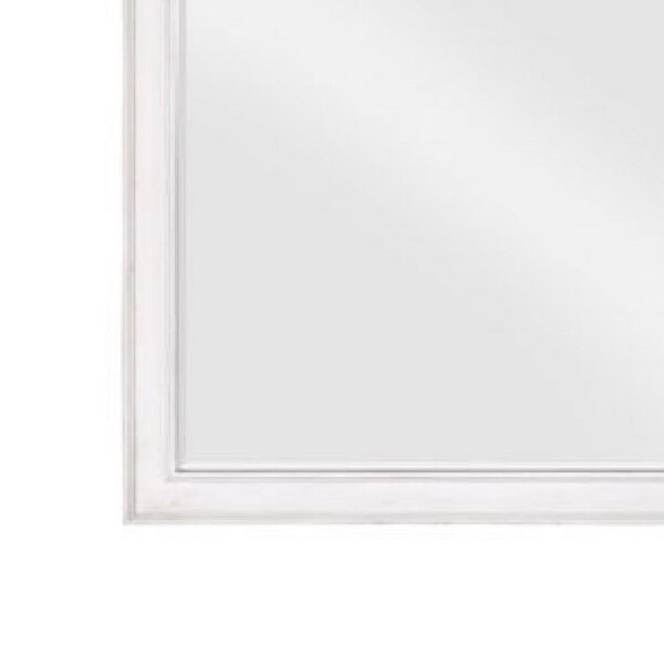 42 Inch Wall Mirror, Molded Sleek Wood Frame, White