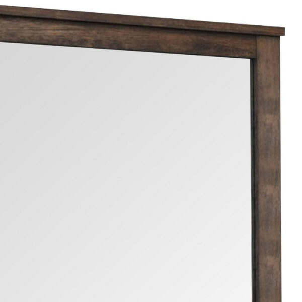 41 Inch Wood Portrait Mirror, Beveled Trim Top, Wood Grain, Oak Brown