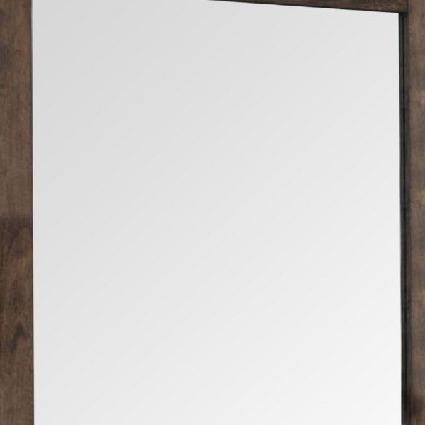 41 Inch Wood Portrait Mirror, Beveled Trim Top, Wood Grain, Oak Brown
