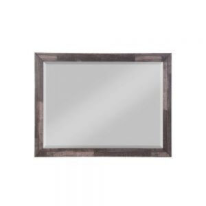 48 Inch Wood Mirror, Landscape, Beveled, Rustic Brown