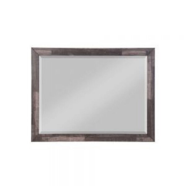 48 Inch Wood Mirror, Landscape, Beveled, Rustic Brown