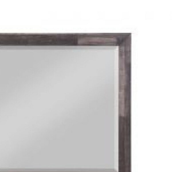 48 Inch Wood Mirror, Landscape, Beveled, Rustic Brown