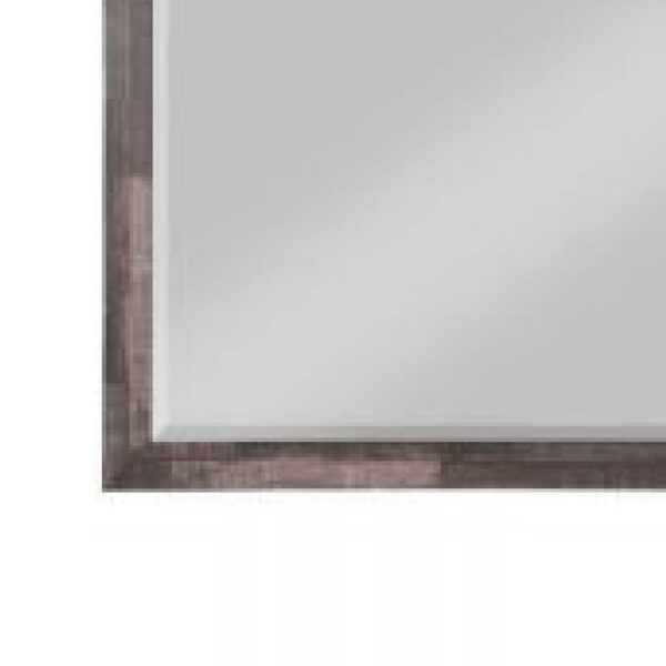 48 Inch Wood Mirror, Landscape, Beveled, Rustic Brown