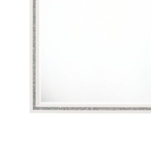 46 Inch Solid Wood Mirror, Shimmering Silver Accent, Landscape, White