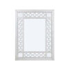 40 Inch Ornate Wood Mirror, Portrait, Round Cut Out Design, White