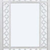 40 Inch Ornate Wood Mirror, Portrait, Round Cut Out Design, White