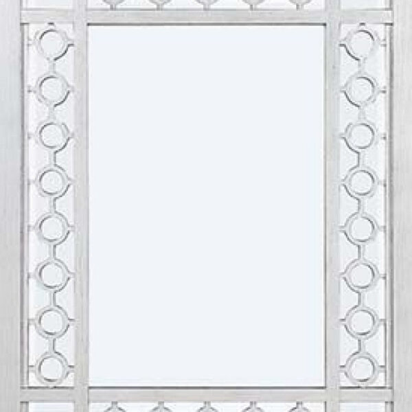 40 Inch Ornate Wood Mirror, Portrait, Round Cut Out Design, White