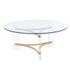 1502202669917d498465f.jpeg Hale 41 Inch Round Coffee Table, Glass Top, Acrylic Legs, Clear, Gold